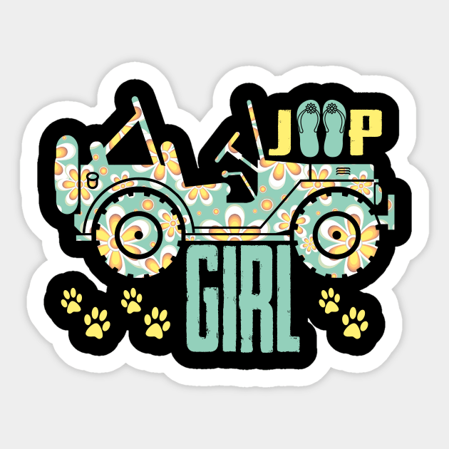 Jeep girl Cute Flower Jeep Women Flip Flops Jeep Dog Paw Jeep Men/Women/Kid Jeep Sticker by Oska Like